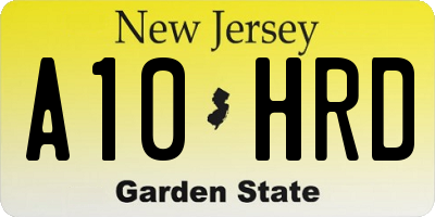 NJ license plate A10HRD