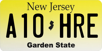 NJ license plate A10HRE