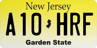 NJ license plate A10HRF