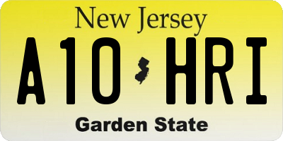 NJ license plate A10HRI