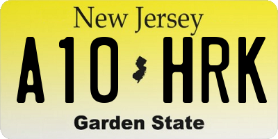 NJ license plate A10HRK