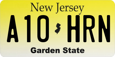 NJ license plate A10HRN