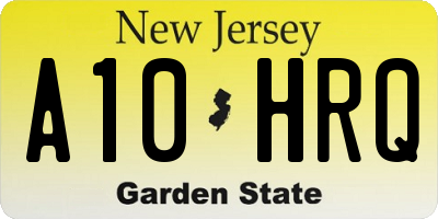 NJ license plate A10HRQ