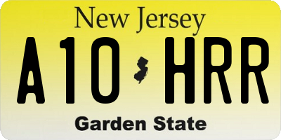 NJ license plate A10HRR