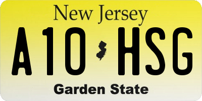 NJ license plate A10HSG