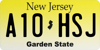 NJ license plate A10HSJ