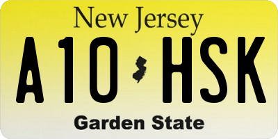 NJ license plate A10HSK