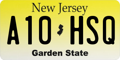 NJ license plate A10HSQ