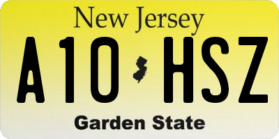 NJ license plate A10HSZ