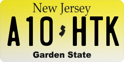 NJ license plate A10HTK