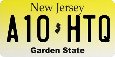 NJ license plate A10HTQ