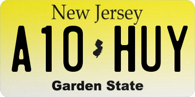 NJ license plate A10HUY