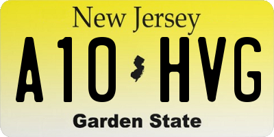 NJ license plate A10HVG