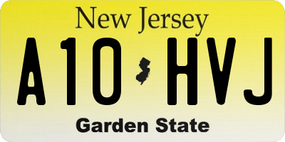 NJ license plate A10HVJ