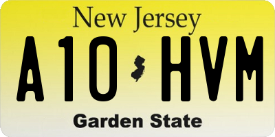 NJ license plate A10HVM