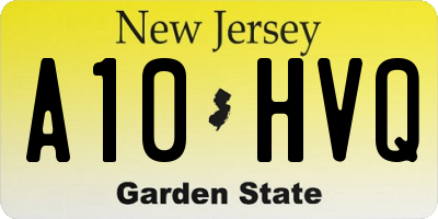 NJ license plate A10HVQ