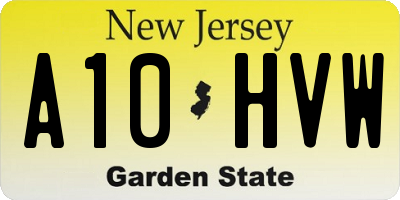 NJ license plate A10HVW