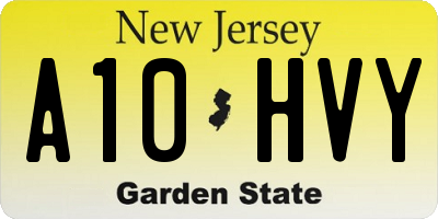 NJ license plate A10HVY