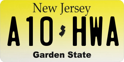 NJ license plate A10HWA