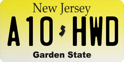 NJ license plate A10HWD