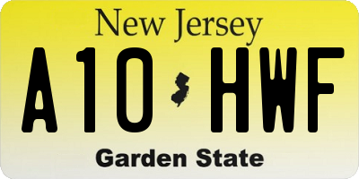 NJ license plate A10HWF