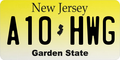 NJ license plate A10HWG