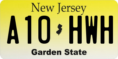 NJ license plate A10HWH