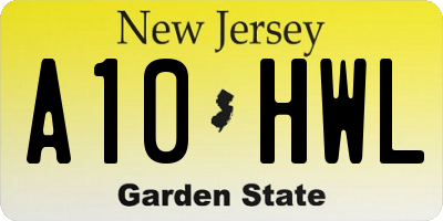 NJ license plate A10HWL