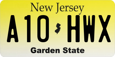 NJ license plate A10HWX