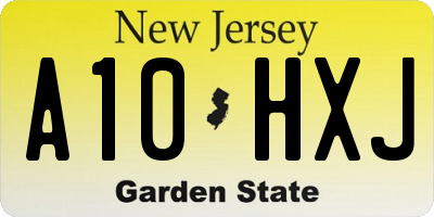 NJ license plate A10HXJ