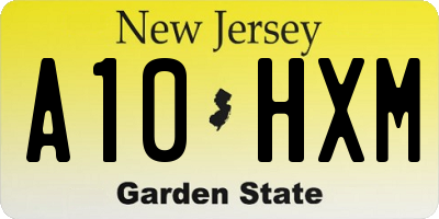 NJ license plate A10HXM