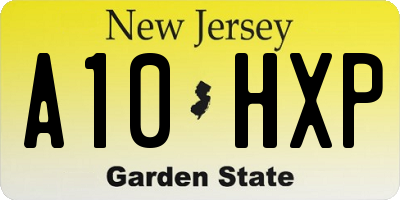 NJ license plate A10HXP