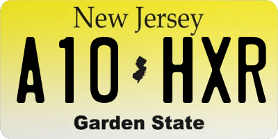 NJ license plate A10HXR