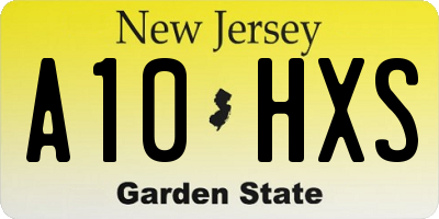 NJ license plate A10HXS