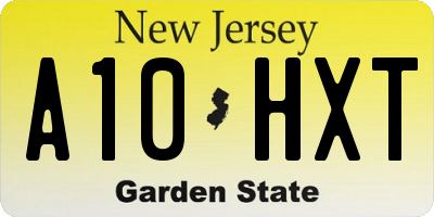 NJ license plate A10HXT