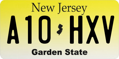 NJ license plate A10HXV