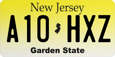 NJ license plate A10HXZ