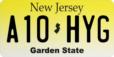 NJ license plate A10HYG