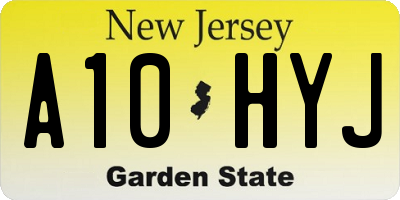 NJ license plate A10HYJ