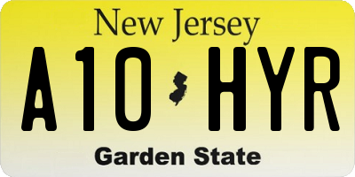 NJ license plate A10HYR