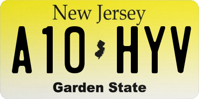 NJ license plate A10HYV