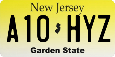 NJ license plate A10HYZ