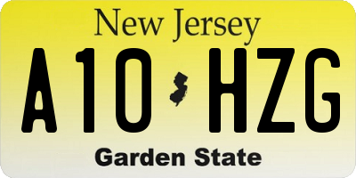 NJ license plate A10HZG