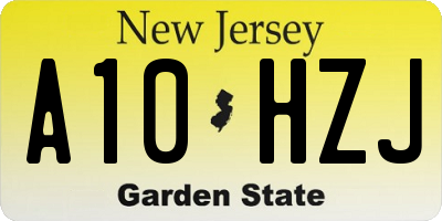 NJ license plate A10HZJ