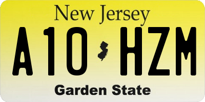 NJ license plate A10HZM