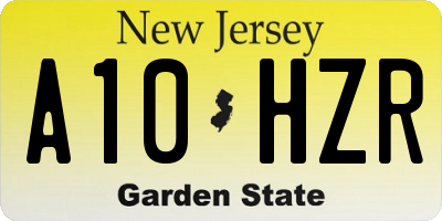 NJ license plate A10HZR