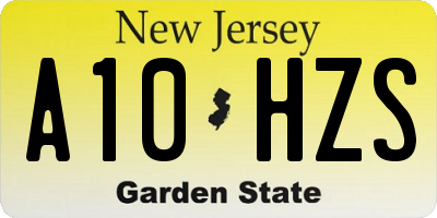 NJ license plate A10HZS