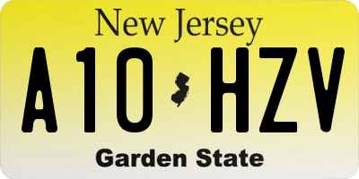 NJ license plate A10HZV