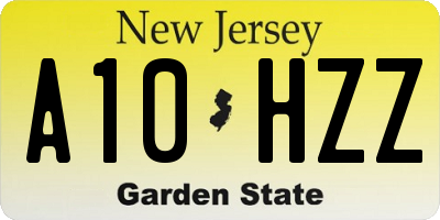 NJ license plate A10HZZ