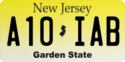 NJ license plate A10IAB